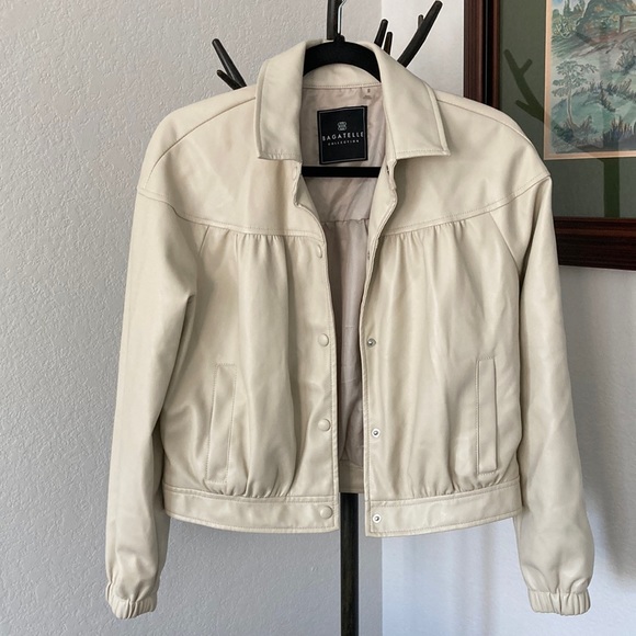 Bagatelle Collection Tan Vegan Leather Jacket Size S - Picture 1 of 14